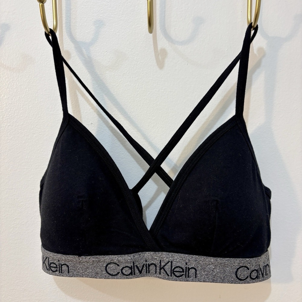 Calvin Klein Black Lightly Lined Wireless Bralette Medium‎ Comfort Maternity